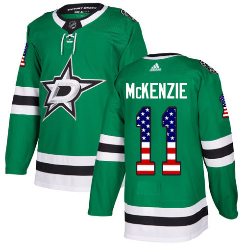 Herren Dallas Stars Eishockey Trikot Curtis McKenzie #11 Authentic Grün USA Flag Fashion